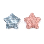 Cloth Cabochons, Star, with Resin and Alloy Bottom, Mixed Color, 20.5x21x6mm(FB-CBA0FAC-03)