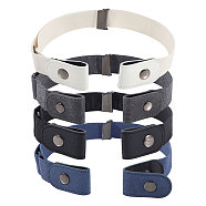 4Pcs 4 Colors Polyester No Buckle Invisible Elastic Stretch Belt, Free Elastic Belt for Women Men, with Alloy & PU Leather Findings, Mixed Color, 545~800mm, 1Pc/color(AJEW-CA0004-18)