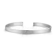SHEGRACE Brass Cuff Bangles, with Word BLESSED, Platinum, 2-1/2 inch(6.55cm)(JB534A)
