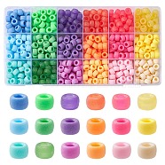 810Pcs 18 Style Opaque & Transparent Plastic Beads, Frosted, Barrel, Mixed Color, 9x6mm, Hole: 3.8mm, about 45pcs/style(KY-YW0001-44)