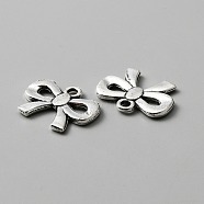 Tibetan Style Alloy Pendants, Bowknot Charms, Antique Silver, 15x19.5x2mm, Hole: 2mm(FIND-CJC0007-69)