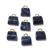 Natural Sodalite Brass Pendants, Handbag Charms, Golden, 27.5x26x12mm, Hole: 6.3x5mm(KK-E274-01G-13)