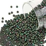 TOHO Round Seed Beads, Japanese Seed Beads, (707) Matte Color Iris Peridot, 11/0, 2.2mm, Hole: 0.8mm, about 5555pcs/50g(SEED-XTR11-0707)