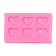 DIY Heart Patterns Cookie Food Grade Silicone Fondant Molds, for DIY Cake Decoration, UV & Epoxy Resin Jewelry Making, Hot Pink, 106x66x6mm, Inner Diameter: 21x27mm(DIY-F072-14)