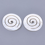 Freshwater Shell Pendants, Flat Round with Vortex, Seashell Color, 49~50x3~5mm(SHEL-S274-85)
