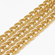 Unwelded Aluminum Curb Chains, with Spool, Gold,14x10x2.7mm(X-CHA-S001-108)
