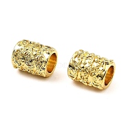 Brass European Beads, Large Hole Beads, Long-Lasting Plated, Lead Free & Cadmium Free, Column with Flower Pattern, Real 18K Gold Plated, 10x8mm, Hole: 5mm(KK-K346-10G)