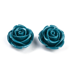 Synthetic Coral Carved Beads, Dyed, Flower, Teal, 19x13mm, Hole: 1.3mm(CORA-M001-05B)