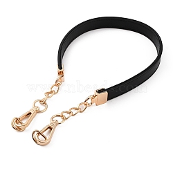 PandaHall Elite 2Pcs Imitation Leather Bag Handles, Alloy Curb Chain & Swivel Clasp Bag Strap with D-Ring, Black, 59.8x1.85cm(FIND-PH0009-85A)