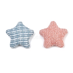 Cloth Cabochons, Star, with Resin and Alloy Bottom, Mixed Color, 20.5x21x6mm(FB-CBA0FAC-03)