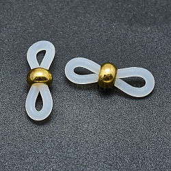 Eco-Friendly Eyeglass Holders, Glasses Rubber Loop Ends, with Brass Findings, Clear, Golden, 20x6mm, Hole: 2.5x5mm(X-KK-G351-12G-B)