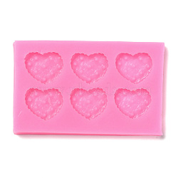DIY Heart Patterns Cookie Food Grade Silicone Fondant Molds, for DIY Cake Decoration, UV & Epoxy Resin Jewelry Making, Hot Pink, 106x66x6mm, Inner Diameter: 21x27mm(DIY-F072-14)