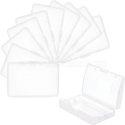 Rectangle Plastic Boxes, Bead & Game Card Storage Containers, with Hinged Lid, White, 6.4x4x1.3cm(CON-WH0087-19)