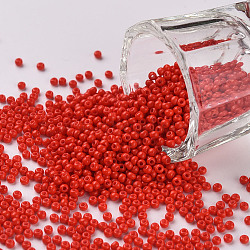 11/0 Grade A Round Glass Seed Beads, Baking Paint, Salmon, 2.3x1.5mm, Hole: 1mm, about 48500pcs/pound(SEED-N001-A-1007)