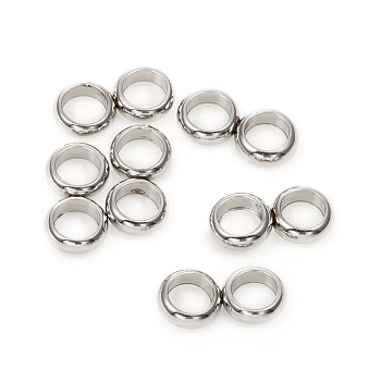201 Stainless Steel Spacer Bars, Double Ring, Stainless Steel Color, 9x4.5x1.5mm, Hole: 3mm