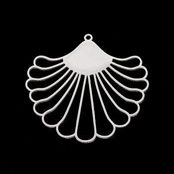 201 Stainless Steel Pendants, Laser Cut, Leaf, Stainless Steel Color, 38x40x1mm, Hole: 1.6mm