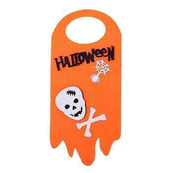 Halloween Theme Felt Door Knob Hangers, for Party Display Decorations Supplies, Skull Pattern, 260x120mm