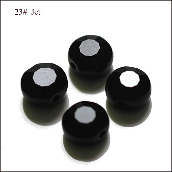 Imitation Austrian Crystal Beads, Grade AAA, Faceted, Flat Round, Black, 8x4mm, Hole: 0.9~1mm