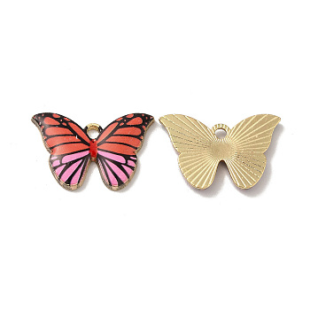 Rack Plating Alloy Charms, Nickel Free, Butterfly, Brown, 14.5x22x2.5mm, Hole: 1.8mm