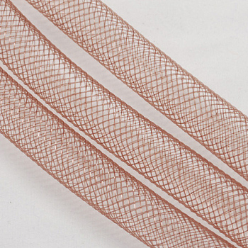 Plastic Net Thread Cord, Dark Salmon, 10mm, 30Yards