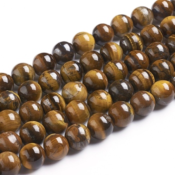 Gemstone Beads, Round, Tiger Eye, Grade B, Colorful, 12mm, hole: about 1mm, 33pcs/strand
