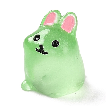 Rabbit Luminous Resin Display Decorations, Glow in the Dark, for Car or Home Office Desktop Ornaments, Lime, 17.5x16x21.5mm
