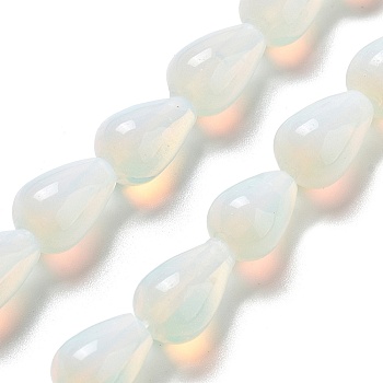 Opalite Beads Strands, Teardrop, 12x8mm, Hole: 1.2mm, about 33~34pcs/strand, 15.16~16.54''(38.5~42cm)