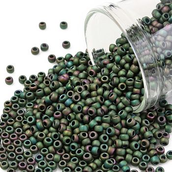 TOHO Round Seed Beads, Japanese Seed Beads, (707) Matte Color Iris Peridot, 11/0, 2.2mm, Hole: 0.8mm, about 5555pcs/50g