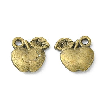 Tibetan Style Alloy Fruit Charms, Apple, Cadmium Free & Nickel Free & Lead Free, Antique Bronze, 10x10.5x2mm, Hole: 2mm, about 1345pcs/1000g
