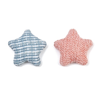 Cloth Cabochons, Star, with Resin and Alloy Bottom, Mixed Color, 20.5x21x6mm