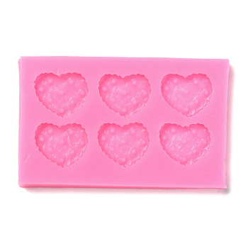 DIY Heart Patterns Cookie Food Grade Silicone Fondant Molds, for DIY Cake Decoration, UV & Epoxy Resin Jewelry Making, Hot Pink, 106x66x6mm, Inner Diameter: 21x27mm