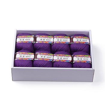 Soft Baby Knitting Yarns, with Cashmere, Wool and Antistatic Fibre, Dark Orchid, 2mm, about 50g/roll, 8rolls/box