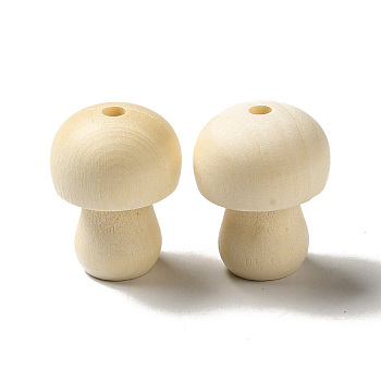 Natural Wood Beads, Undyed,  Mushroom Bead, PapayaWhip, 30.5x24x24mm, Hole: 4.2mm