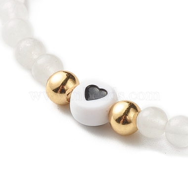Natural White Jade Round Beads Stretch Bracelet Set(BJEW-JB07000)-7