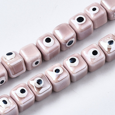 Rosy Brown Cube Porcelain Beads