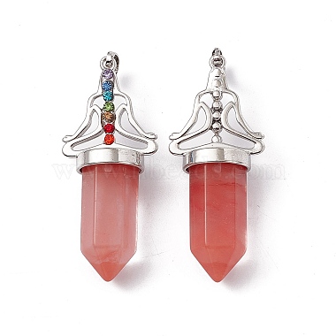 Cherry Quartz Glass Big Pointed Pendants(G-I342-01P-01)-2