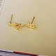 Real 18K Gold Plated Brass Cubic Zirconia Kitten Dangle Stud Earrings(EJEW-EE0001-213)-3