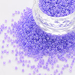 12/0 Imitation Jade Glass Seed Beads, Opaque Colours Luster, Round, Medium Purple, 2x1.5mm, Hole: 1mm, about 40000pcs/Pound(SEED-S049-A-007)
