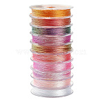 10 Rolls 3-Ply Polyester Metallic Threads, Round, for Jewelry Making, Pink, 0.3mm(MCOR-CJ0001-07A)