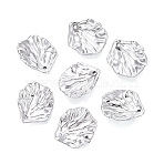 Electroplate CCB Plastic Pendants, Petaline Charms, Platinum, 20x17x5mm, Hole: 1.5mm(PL-N007-11P)