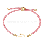 1Pc Adjustable Nylon Cord Slider Bracelets for Women, with Golden Brass Accessories & 304 Stainless Steel Letter Jewelry, Lead Free & Nickel Free & Cadmium Free, Letter U, Inner Diameter: 2-3/4 inch(7cm), letter: 2.5~9.5x13.5~19.5x3~4mm(BJEW-LP0001-32U-03)