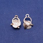 Alloy Rhinestone Charms, with Plastic Imitation Pearl, Flower, Light Gold, White, 18.5x11.5x6mm, Hole: 2mm(ALRI-WH0002-70)