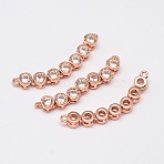 Brass Micro Pave AAA Cubic Zirconia Links, Cadmium Free & Nickel Free & Lead Free, Long-Lasting Plated, Rose Gold, 30x4x3.3mm, Hole: 1mm(ZIRC-L505-10RG-NR)