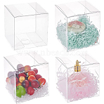 Foldable Transparent PVC Boxes, for Craft Candy Packaging, Wedding, Party Favor Gift Boxes, Square, Clear, 11x11x11cm, Unfold: 31x22.1x0.1cm(CON-BC0005-77C)