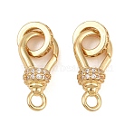 Brass Micro Pave Clear Cubic Zirconia Spring Ring Rings, with Jump Ring, Real 18K Gold Plated, 24mm(CU-CBA8264-05G)