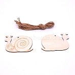 Wood Cutouts Ornaments, with Jute Twine, Hanging Decorations, for Party Gift Home Decoration, Snail, Navajo White, 6.5x8.9x0.2cm, Hole: 3mm, 10pcs(WOOD-WH0112-75)