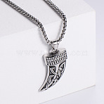 Vintage 304 Stainless Steel Viking Knife Shaped Pendant Punk Necklaces for Men, Stainless Steel Color(RK3573-1)