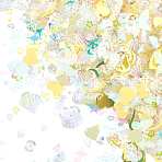 100G Plastic Sequins Beads, Sewing Craft Decorations, Yellow, 4~20x4~20x0.3~2mm, Hole: 0.8~2mm(PVC-CP0001-01A)