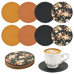 Magibead 8Pcs 4 Styles PU Leather Cup Mats, Imitation Leather Flat Round Coasters, Mixed Color, 11~100x1.5~2.7mm, 2pcs/style(AJEW-MB0001-09A)