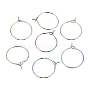 Ion Plating(IP) 316L Surgical Stainless Steel Hoop Earring Findings, Wine Glass Charms Findings, Rainbow Color, 16x0.7mm, 21 Gauge(STAS-G130-03M-16MM)